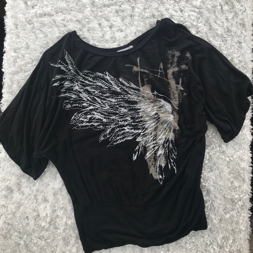 Black graphic dress shirt-M